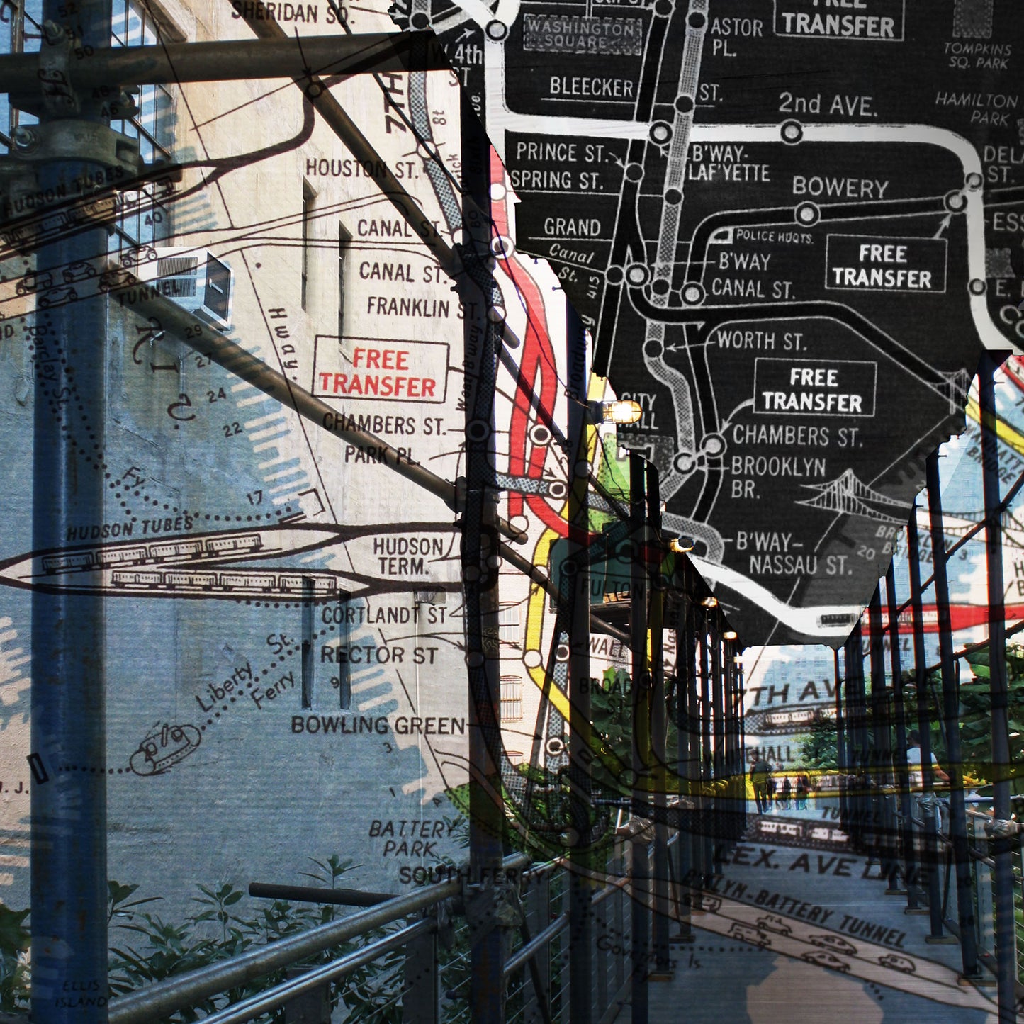 Detail of a wall art poster showing Meatpacking district in New York City, Manhattan.