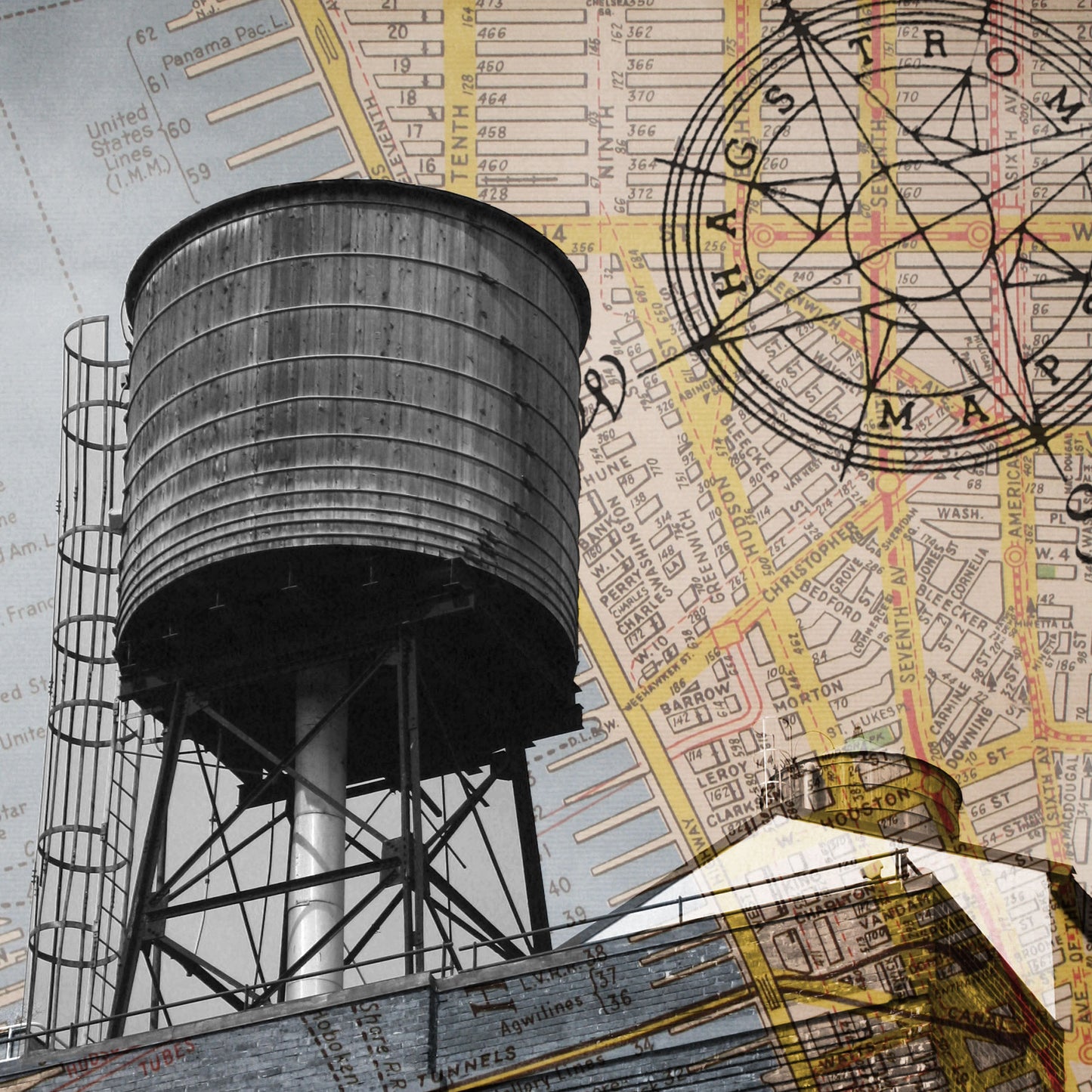 Wall art poster showing High Line Manhattan in New York City, Manhattan. Detail.