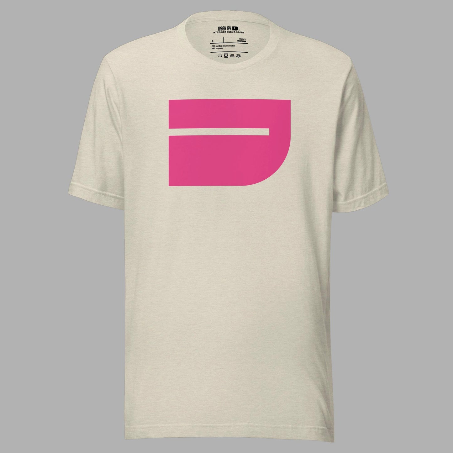 A beige cotton unisex graphic tee with letter J.