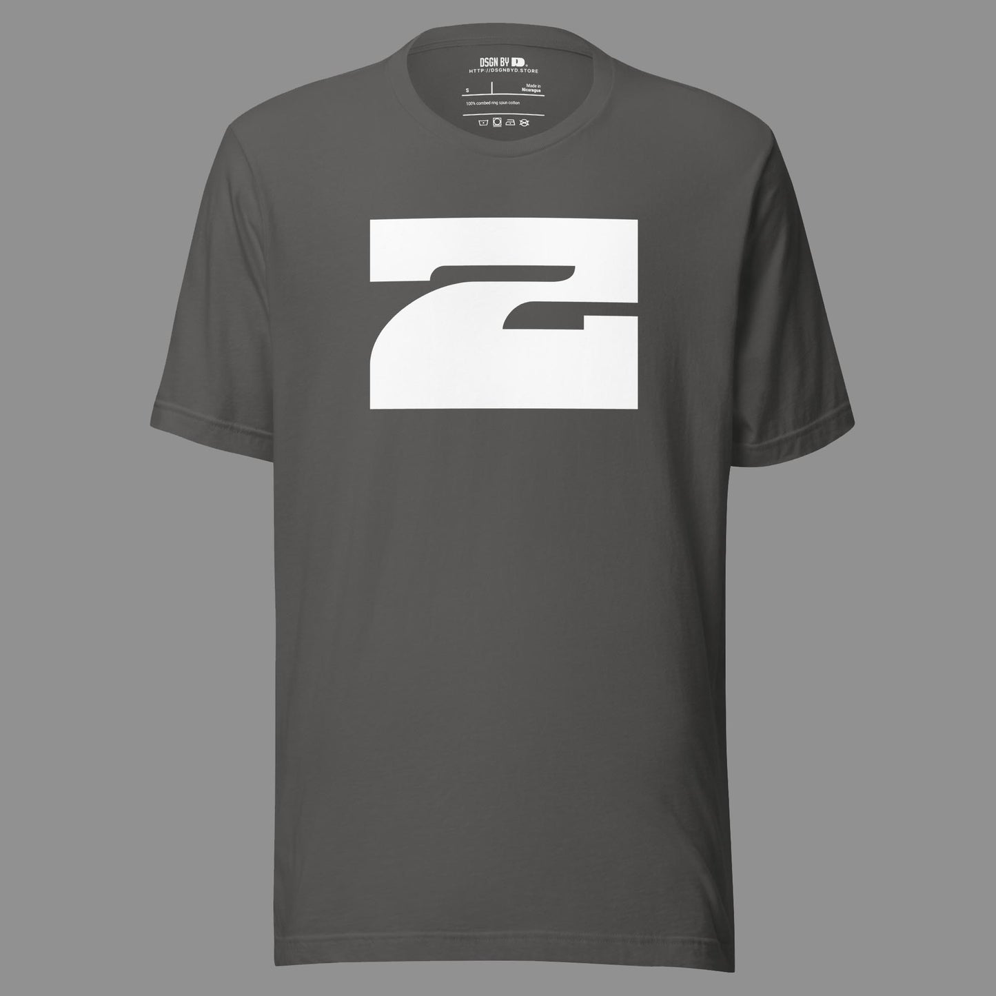 A grey cotton unisex graphic tee with letter Z.