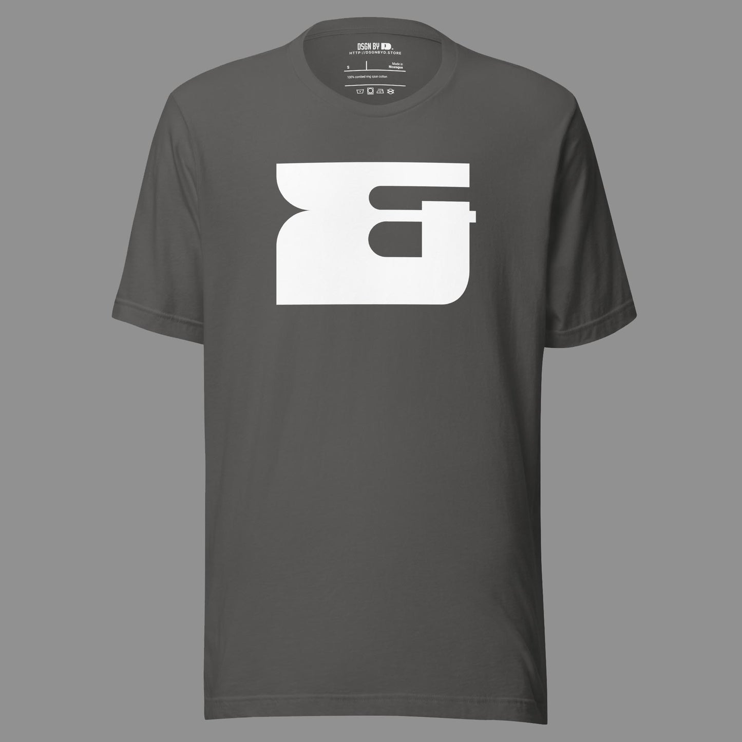 A grey cotton unisex graphic tee.