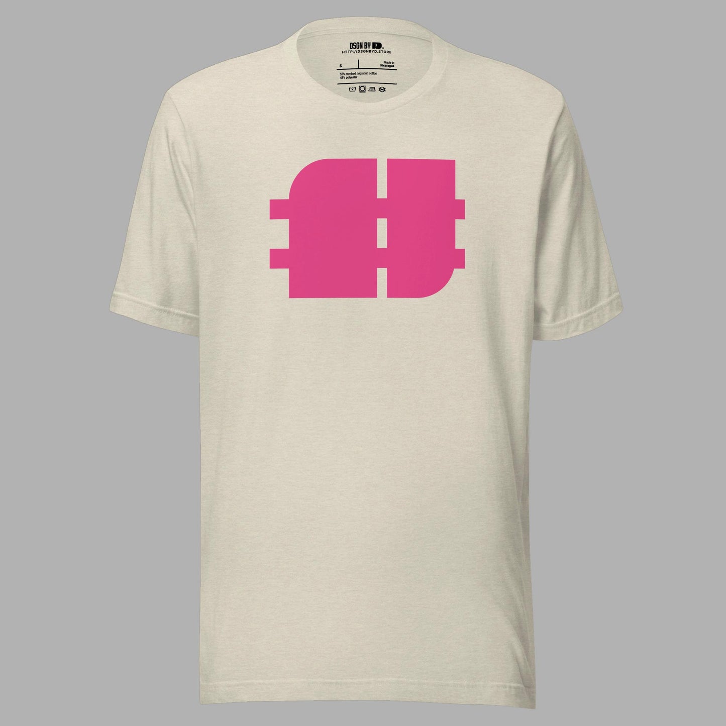 A beige cotton unisex graphic tee.