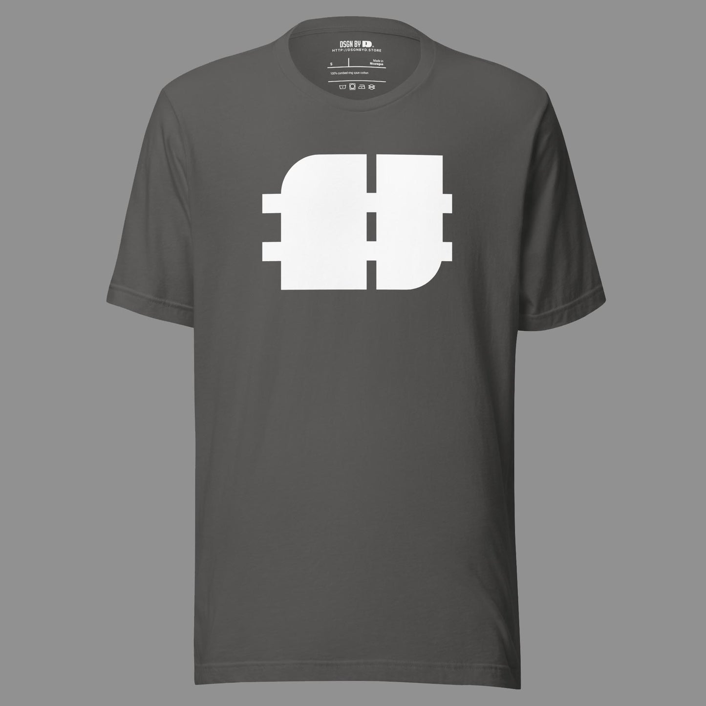 A grey cotton unisex graphic tee.