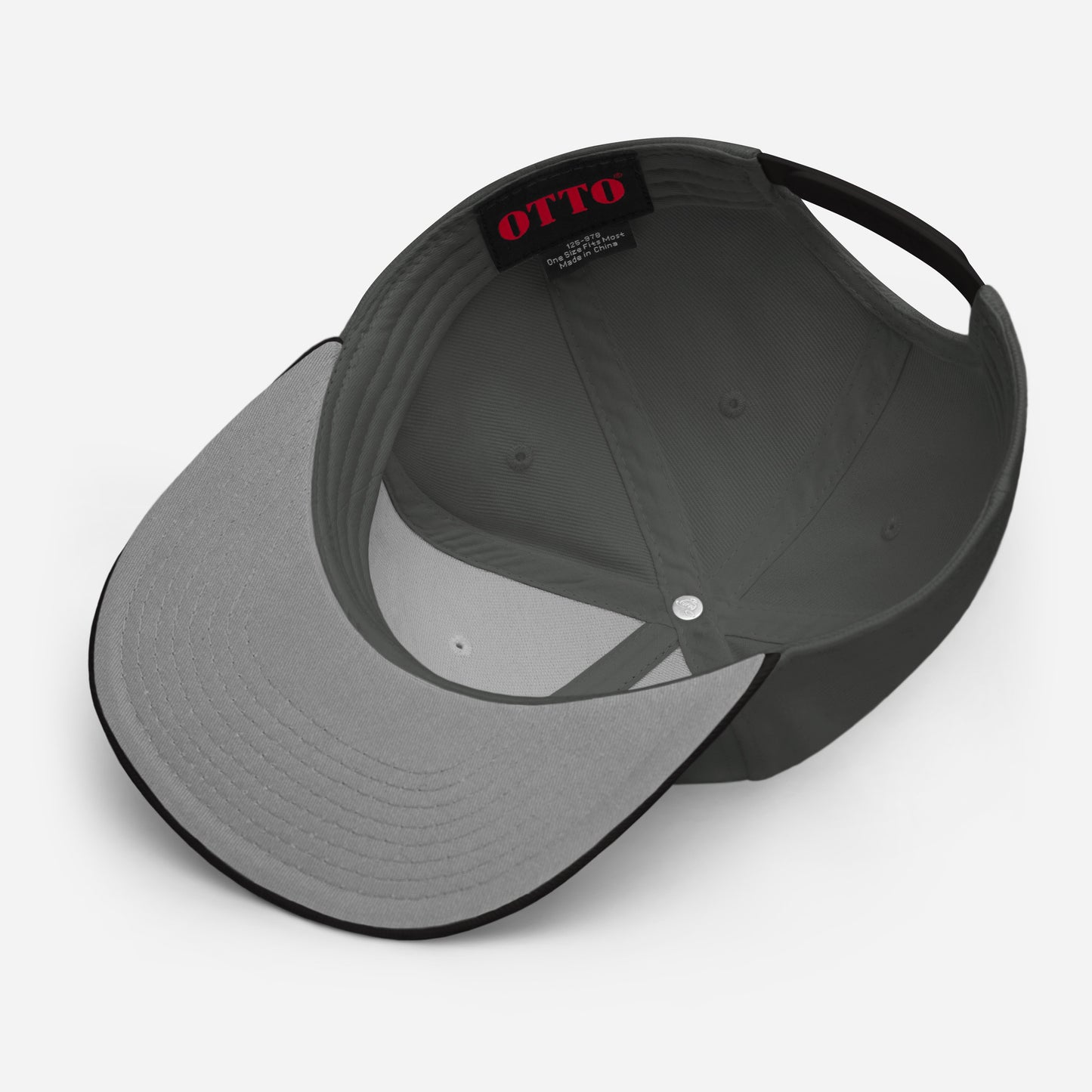 Flip side of a black and yellow Snapback Hat with the word "SLAY" embroidered on the front.