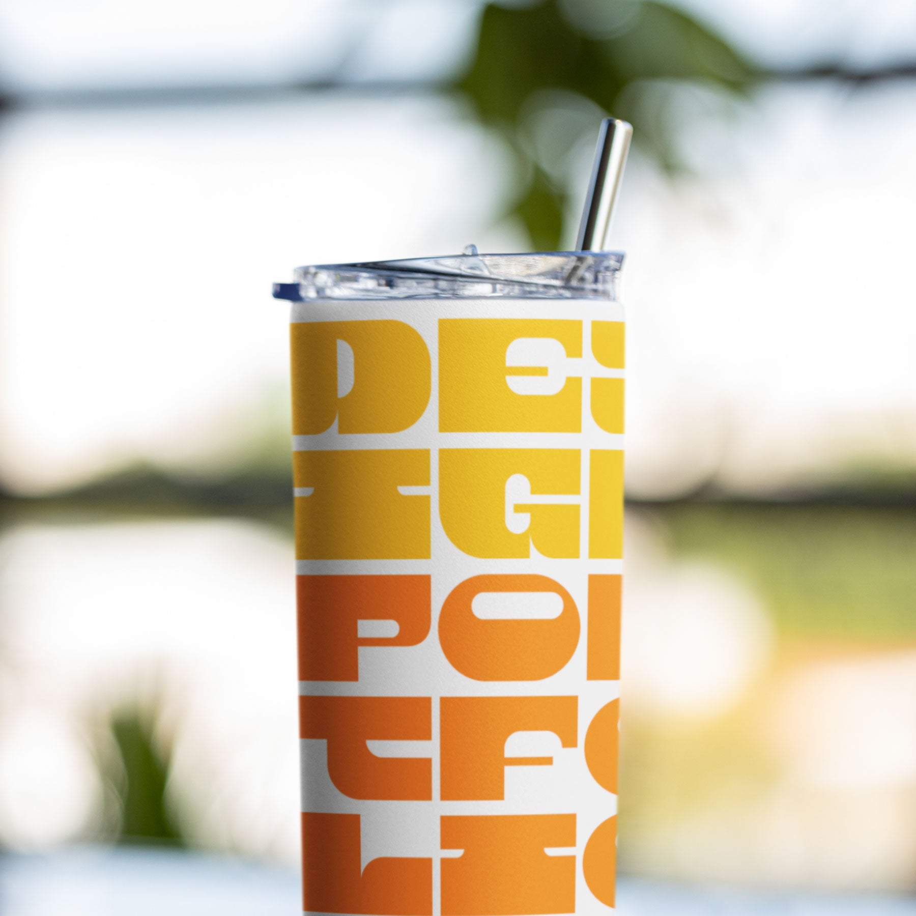 Yellow and orange tumbler