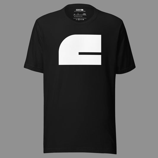 A black cotton unisex graphic tee with letter C.