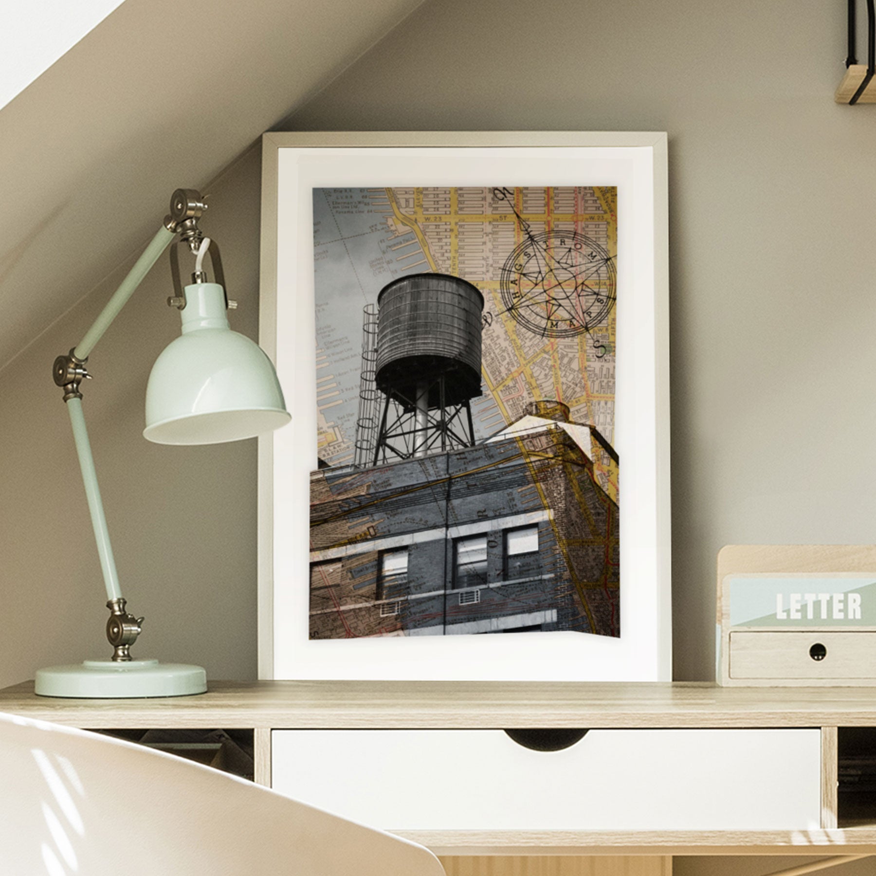Wall art poster showing High Line Manhattan in New York City, Manhattan., in a contemporary studio space.