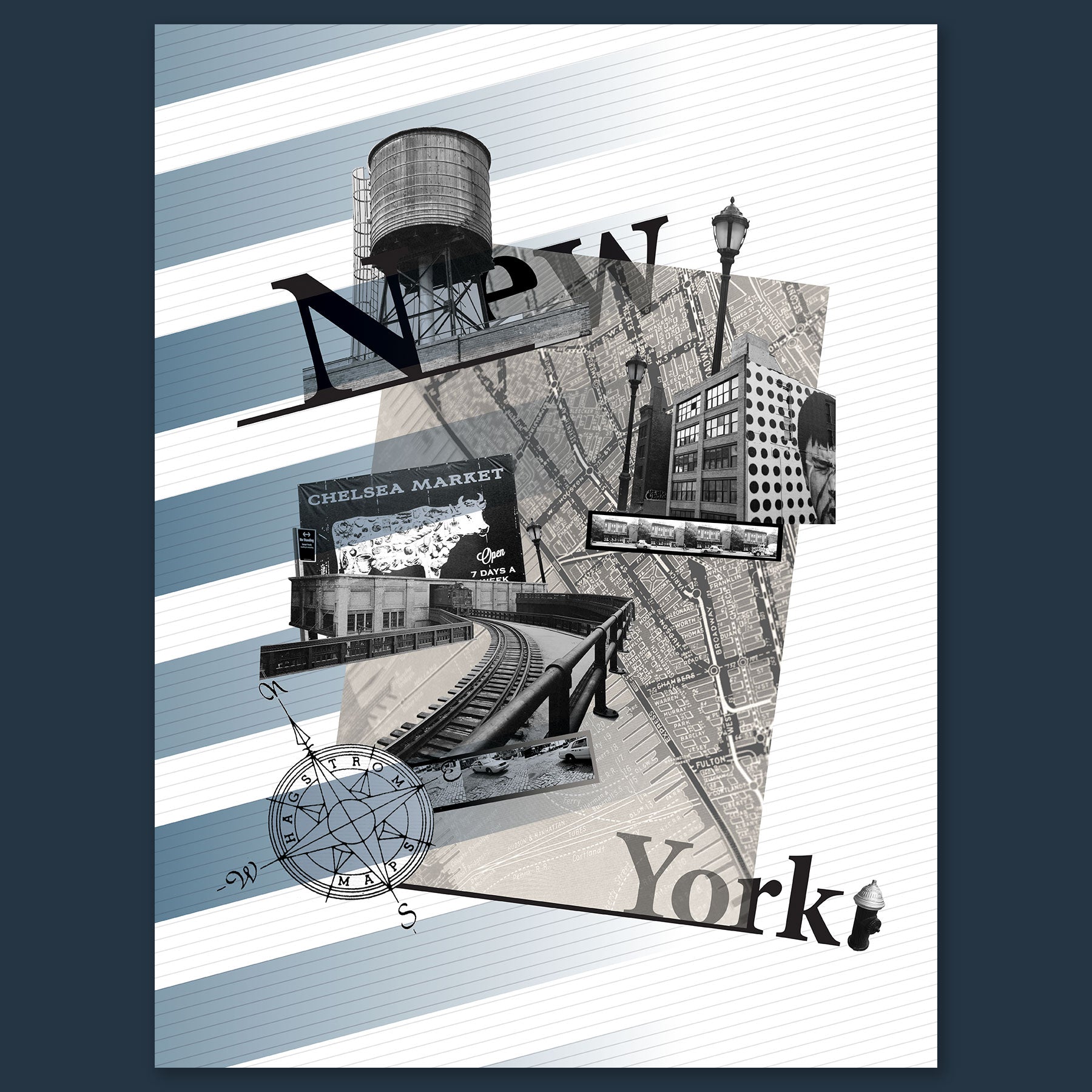 Wall art poster showing New York City. Designed by Christie Shin.