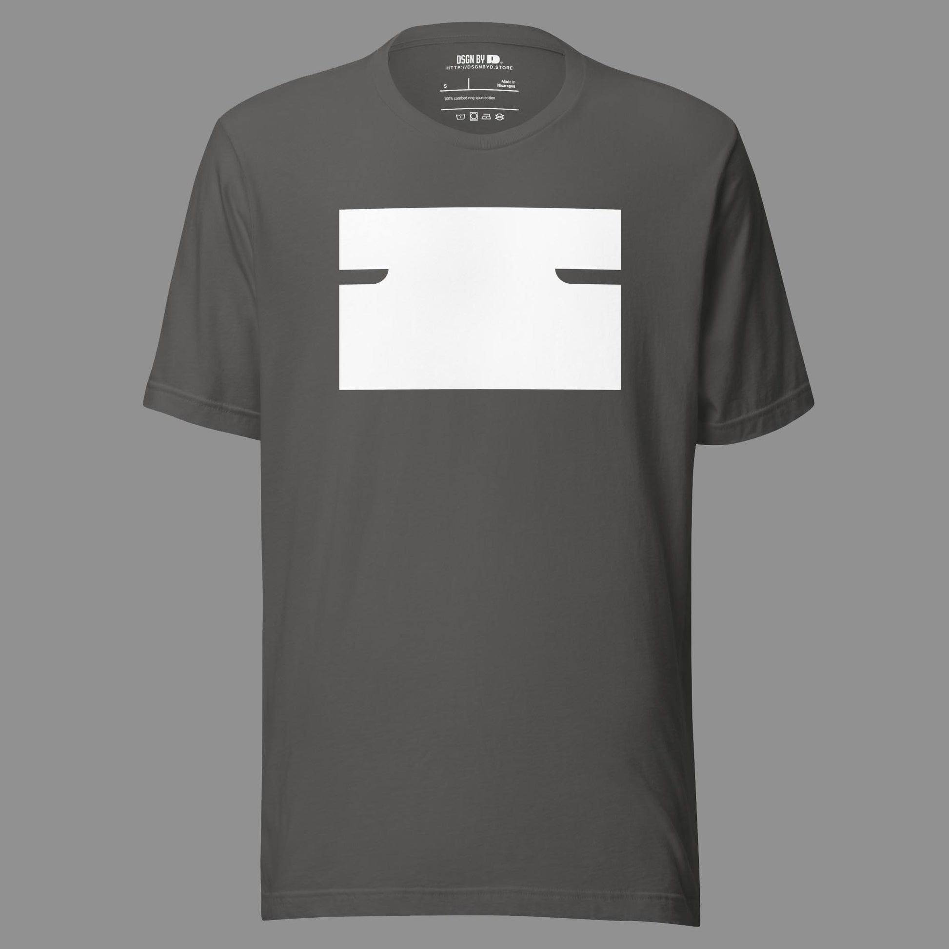 A grey cotton unisex graphic tee with letter I.