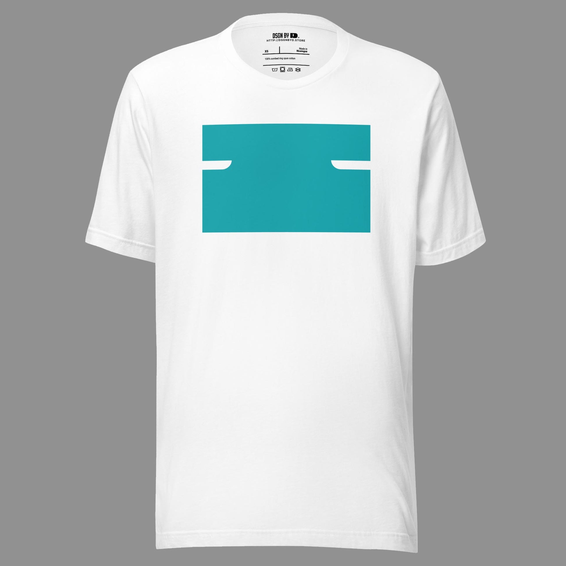 A white cotton unisex graphic tee with letter I.