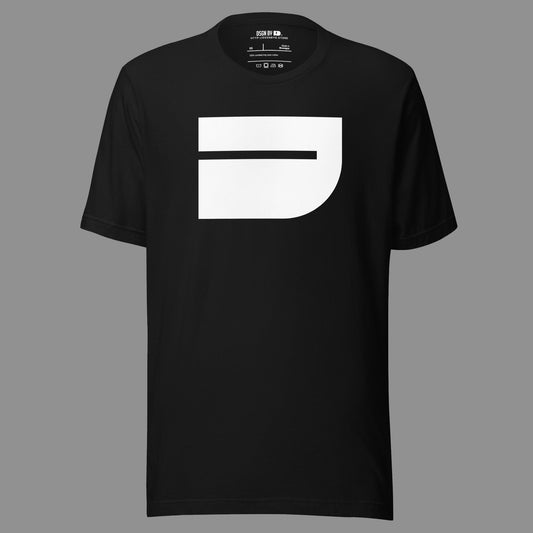 A black cotton unisex graphic tee with letter J.