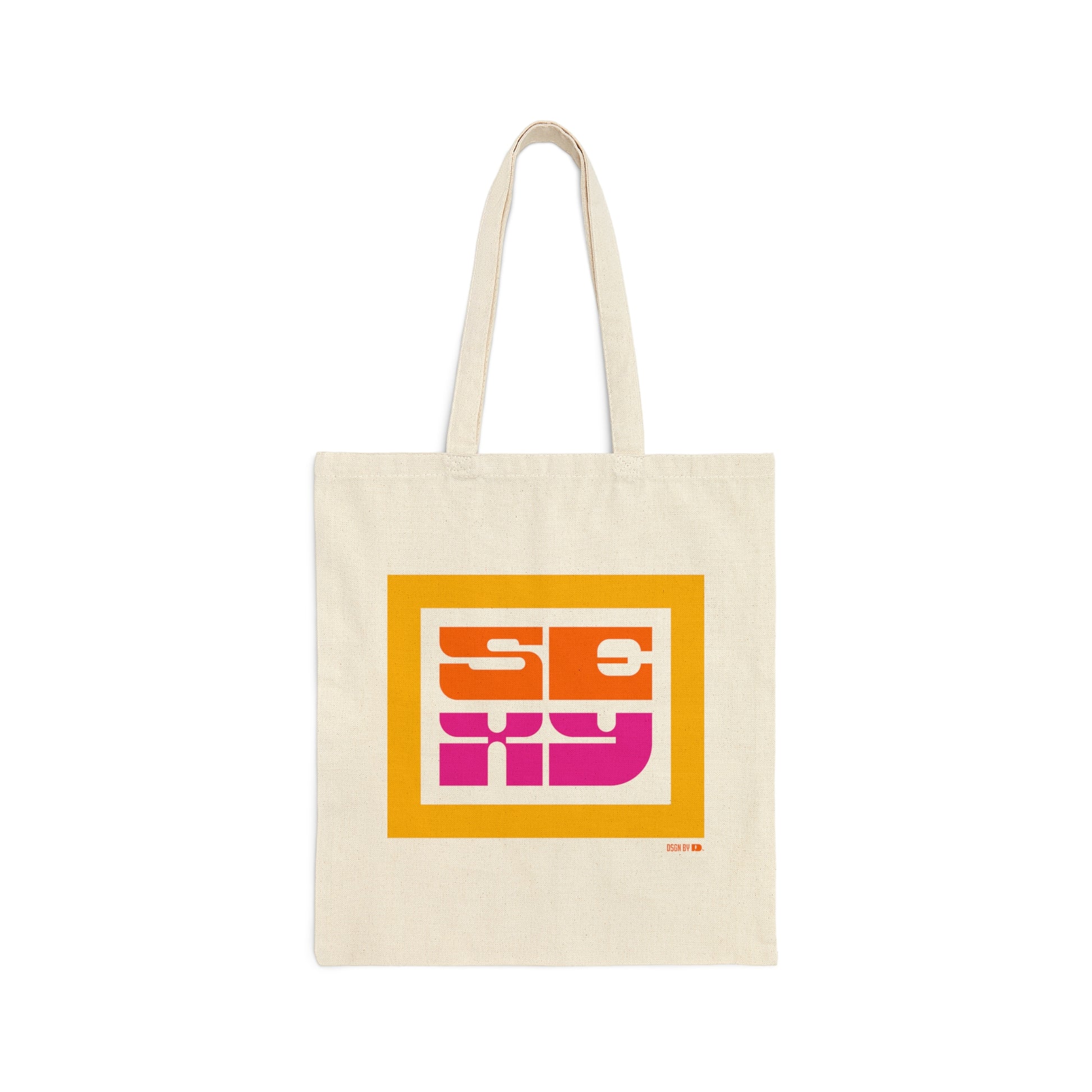 Cotton canvas tote bag, yellow, orange, pink.