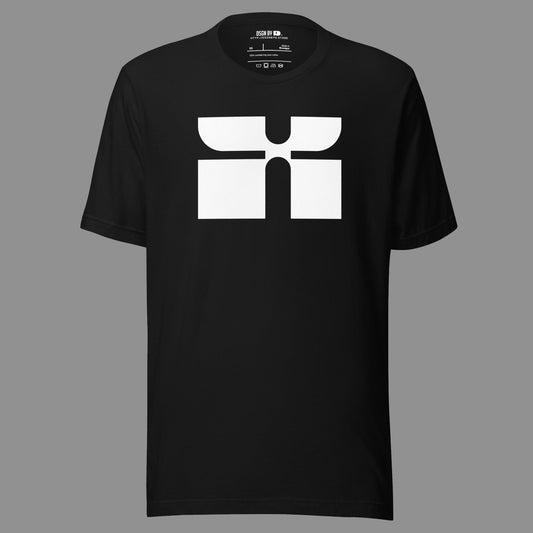A black cotton unisex graphic tee with letter X.