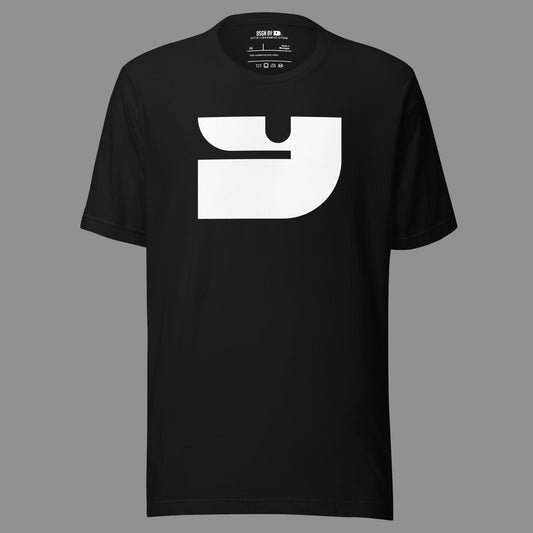 A black cotton unisex graphic tee with letter Y.