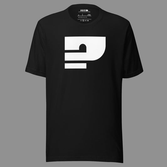 A black cotton unisex graphic tee with a question mark.