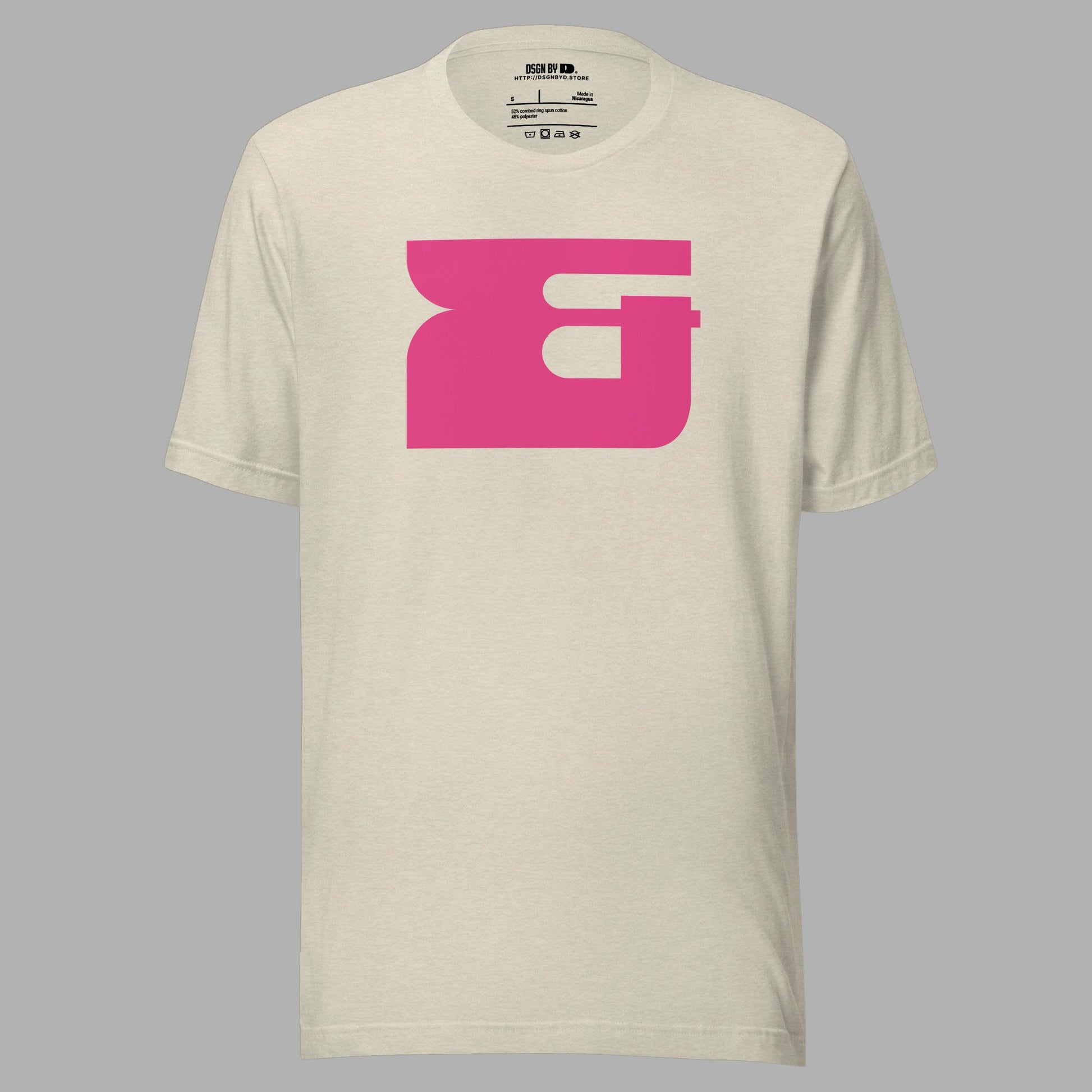 A beige cotton unisex graphic tee.
