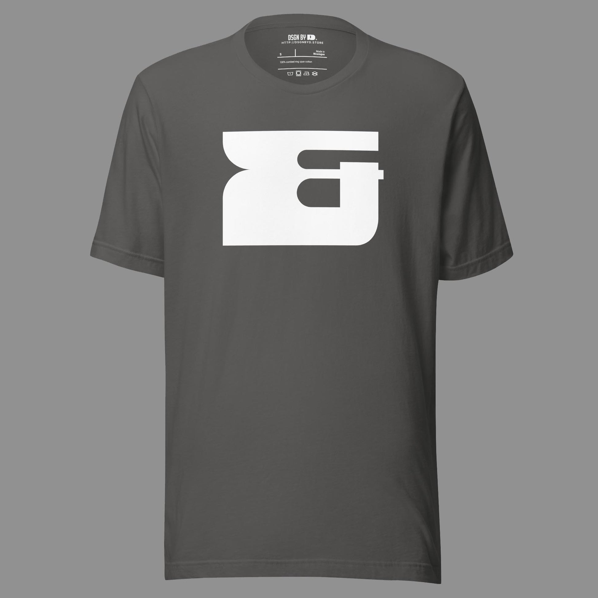 A grey cotton unisex graphic tee.