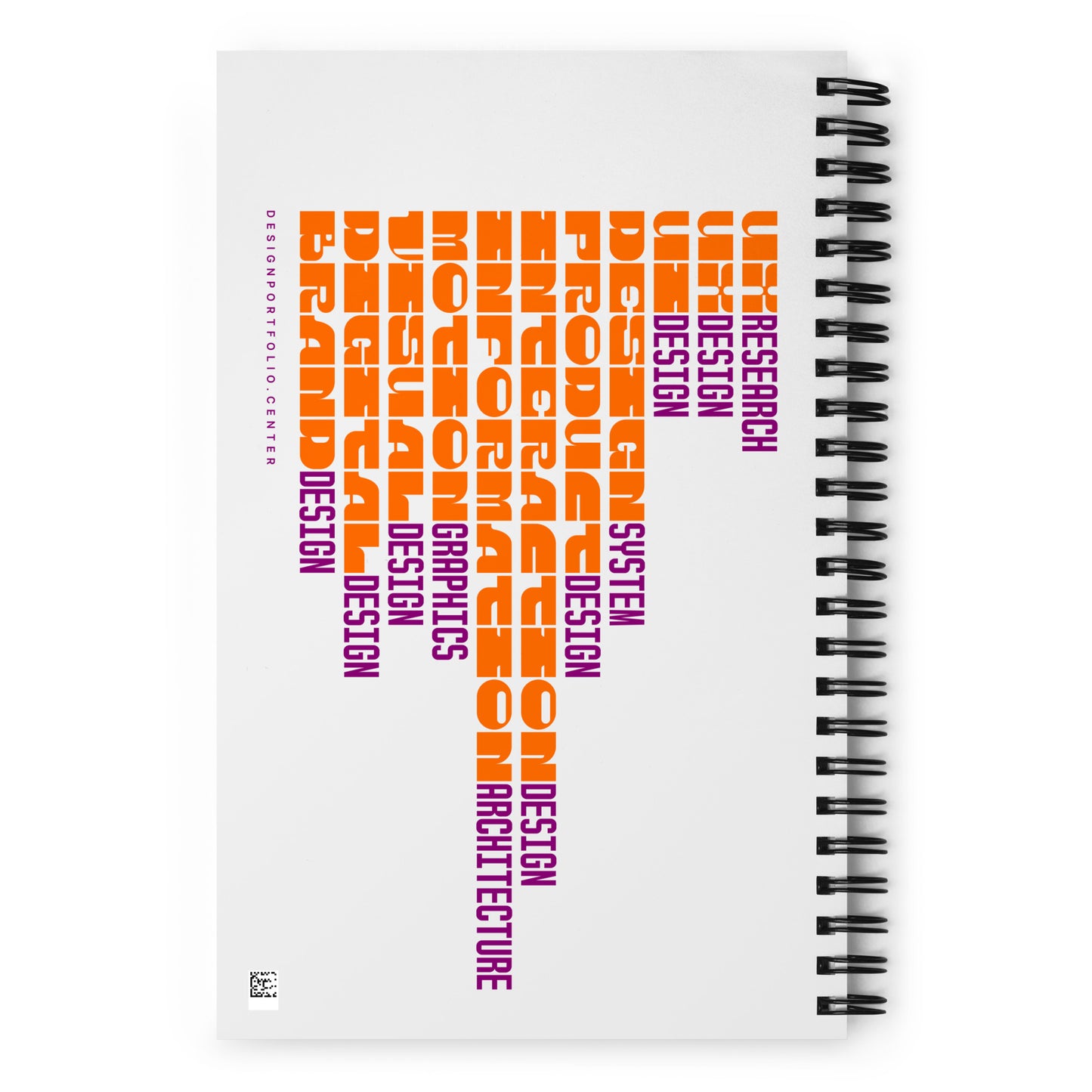 Back cover of a notebook showing design career tracks.